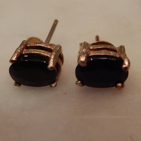 Vintage 14 Karat Yellow Gold and Sapphire Stud Earrings - Picture 1 of 4